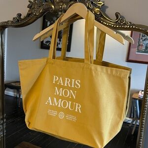 Yellow Sézane Paris Mon Amour Tote Bag